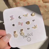 Sweet Butterfly Arylic Artificial Pearl Alloy Plating Inlay Artificial Gemstones Women's Earrings sku image 1