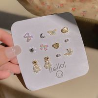 Sweet Butterfly Arylic Artificial Pearl Alloy Plating Inlay Artificial Gemstones Women's Earrings main image 1