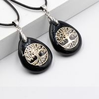 Streetwear Tree Stainless Steel Natural Stone Plating Pendant Necklace sku image 1