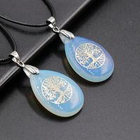 Streetwear Tree Stainless Steel Natural Stone Plating Pendant Necklace sku image 9