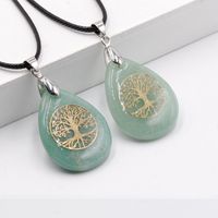 Streetwear Tree Stainless Steel Natural Stone Plating Pendant Necklace sku image 6