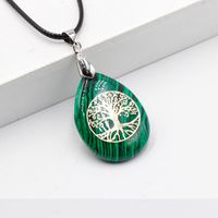 Streetwear Tree Stainless Steel Natural Stone Plating Pendant Necklace sku image 11
