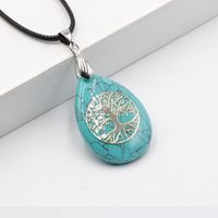 Streetwear Tree Stainless Steel Natural Stone Plating Pendant Necklace sku image 10