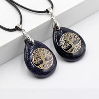Streetwear Tree Stainless Steel Natural Stone Plating Pendant Necklace sku image 5
