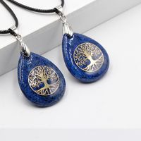 Streetwear Tree Stainless Steel Natural Stone Plating Pendant Necklace sku image 2