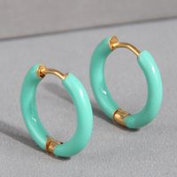 1 Pair Simple Style Round Solid Color Stainless Steel Hoop Earrings sku image 1