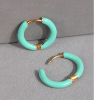 1 Pair Simple Style Round Solid Color Stainless Steel Hoop Earrings main image 2