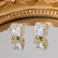 1 Pair Fashion Geometric Copper Inlay Zircon Earrings sku image 2