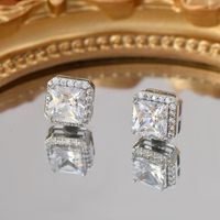 1 Pair Fashion Geometric Copper Inlay Zircon Earrings sku image 3
