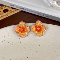 1 Paar Vintage-stil Süss Herzform Blume Schmetterling Kupfer Inlay Strasssteine Ohrringe sku image 13