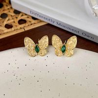 1 Paar Vintage-stil Süss Herzform Blume Schmetterling Kupfer Inlay Strasssteine Ohrringe sku image 23