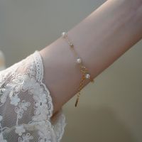 Elegant Simple Style Geometric Artificial Pearl Copper Bracelets In Bulk main image 5
