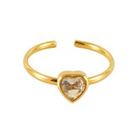 Stainless Steel 18K Gold Plated Casual Cute Plating Inlay Square Heart Shape Flower Zircon Open Ring sku image 6
