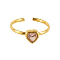 Stainless Steel 18K Gold Plated Casual Cute Plating Inlay Square Heart Shape Flower Zircon Open Ring sku image 1