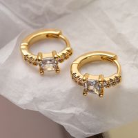 1 Pair Commute Korean Style Round Copper Plating Inlay Zircon 18k Gold Plated Earrings main image 3