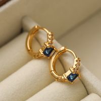1 Pair Commute Korean Style Round Copper Plating Inlay Zircon 18k Gold Plated Earrings main image 4