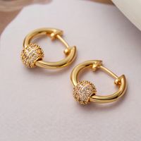 1 Pair Commute Korean Style Round Copper Plating Inlay Zircon 18k Gold Plated Earrings main image 2