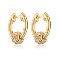 1 Pair Commute Korean Style Round Copper Plating Inlay Zircon 18k Gold Plated Earrings sku image 2