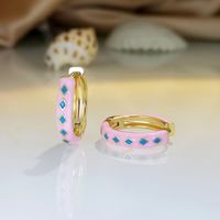 1 Pair Simple Style Rhombus Copper Enamel Plating Gold Plated Hoop Earrings main image 4