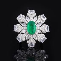 Luxurious Flower Copper Artificial Gemstones Rings In Bulk sku image 3