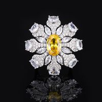 Luxurious Flower Copper Artificial Gemstones Rings In Bulk main image 4