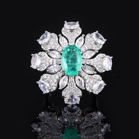 Luxurious Flower Copper Artificial Gemstones Rings In Bulk sku image 4