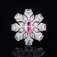 Luxurious Flower Copper Artificial Gemstones Rings In Bulk sku image 1