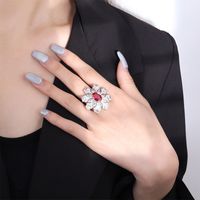 Luxurious Flower Copper Artificial Gemstones Rings In Bulk main image 2
