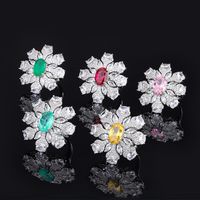 Luxurious Flower Copper Artificial Gemstones Rings In Bulk main image 1