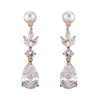 1 Pair Lady Water Droplets Copper Plating Inlay Zircon Rose Gold Plated White Gold Plated Gold Plated Drop Earrings main image 4