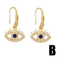 1 Pair Ins Style Artistic Devil's Eye Copper Plating Inlay Zircon 18k Gold Plated Drop Earrings sku image 3