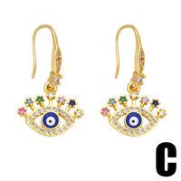 1 Pair Ins Style Artistic Devil's Eye Copper Plating Inlay Zircon 18k Gold Plated Drop Earrings main image 4