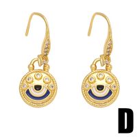 1 Pair Ins Style Artistic Devil's Eye Copper Plating Inlay Zircon 18k Gold Plated Drop Earrings sku image 4