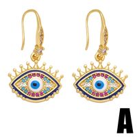 1 Pair Ins Style Artistic Devil's Eye Copper Plating Inlay Zircon 18k Gold Plated Drop Earrings main image 3