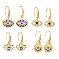 1 Pair Ins Style Artistic Devil's Eye Copper Plating Inlay Zircon 18k Gold Plated Drop Earrings main image 1