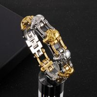 Hip-Hop Cool Style Skull Stainless Steel Plating 18K Gold Plated Men'S Bracelets main image 8