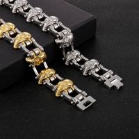 Hip-Hop Cool Style Skull Stainless Steel Plating 18K Gold Plated Men'S Bracelets main image 6