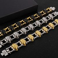 Hip-Hop Cool Style Skull Stainless Steel Plating 18K Gold Plated Men'S Bracelets main image 7