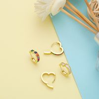 1 Pair Ins Style Heart Shape Copper Plating Inlay Zircon 18k Gold Plated Earrings main image 2