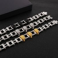 Hip-Hop Rock Skull Stainless Steel 18K Gold Plated Men'S Bracelets main image 5