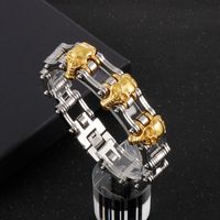Hip-Hop Rock Skull Stainless Steel 18K Gold Plated Men'S Bracelets main image 8
