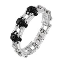 Hip-Hop Rock Skull Stainless Steel 18K Gold Plated Men'S Bracelets sku image 1