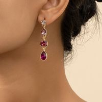 Sweet Geometric Alloy Plating Inlay Artificial Gemstones Women's Ear Studs main image 6
