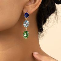 Basic Geometric Alloy Plating Inlay Artificial Gemstones Women's Ear Studs main image 4
