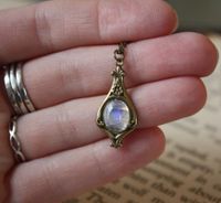 Wholesale Jewelry Retro Water Droplets Alloy Moonstone Pendant Necklace main image 3