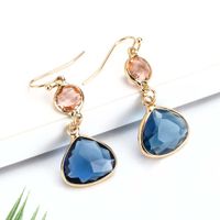 1 Pair Elegant Basic Water Droplets Copper Inlay Gem Crystal Drop Earrings main image 4