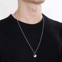 Casual Simple Style Mountain Sea Wave Solid Color Stainless Steel Hollow Out Pendant Necklace main image 3
