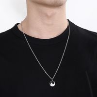 Casual Simple Style Mountain Sea Wave Solid Color Stainless Steel Hollow Out Pendant Necklace main image 2