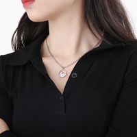 Casual Simple Style Mountain Sea Wave Solid Color Stainless Steel Hollow Out Pendant Necklace main image 4