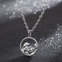 Casual Simple Style Mountain Sea Wave Solid Color Stainless Steel Hollow Out Pendant Necklace main image 9